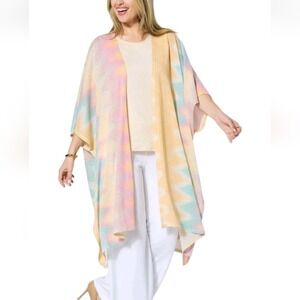 IMAN Global Chic Shimmering Glam Topper Cream Kimono Duster Large Fairy Boho